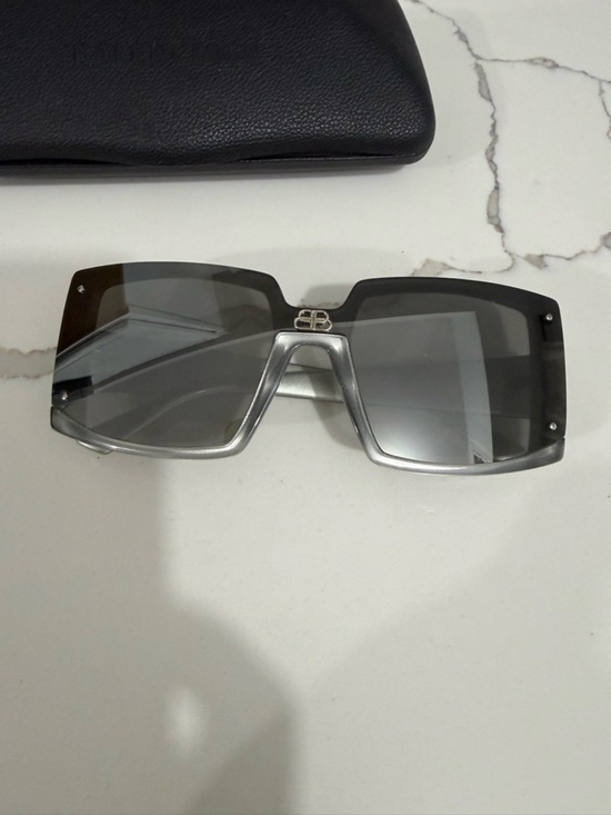Balenciaga Silver Sunglasses with Black Case main image 4